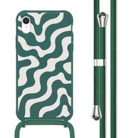 imoshion Coque design en silicone avec cordon Apple iPhone Xr - Petrol Green Groovy