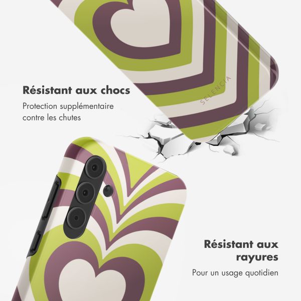 Selencia Coque arrière Vivid Samsung Galaxy A55 - Double Hearts Plum Fern