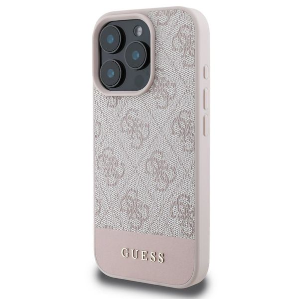 Guess Coque arrière Bottom Stripe 4G Apple iPhone 16 Pro Max - Rose