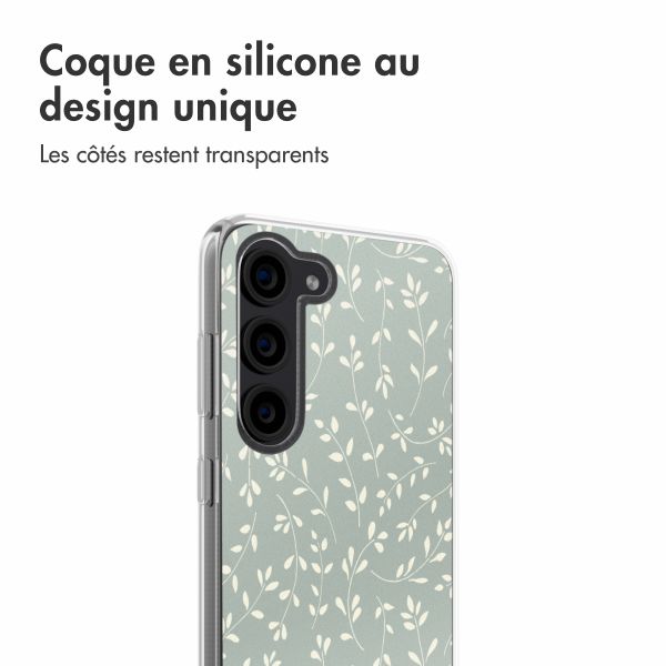 imoshion Coque design pour Samsung Galaxy S23 - Smoke Green Flowers