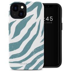 Selencia Coque arrière Vivid Tough iPhone 13 - Colorful Zebra Pine Blue