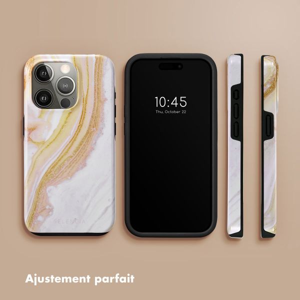 Selencia Coque arrière Vivid Tough iPhone 15 Pro - Chic Marble Gold