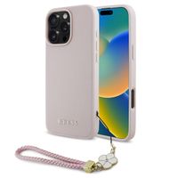 Guess Coque Grained MagSafe avec Flower Charm Strap Apple iPhone 16 Pro Max - Rose