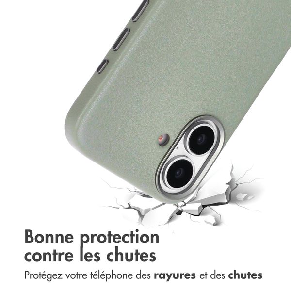 Accezz Coque arrière en cuir avec MagSafe Apple iPhone 16 - Light Grey