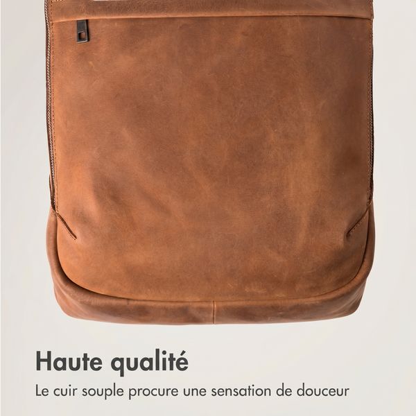 Accezz Leather Sac à dos ordinateur 16 pouces - Cognac
