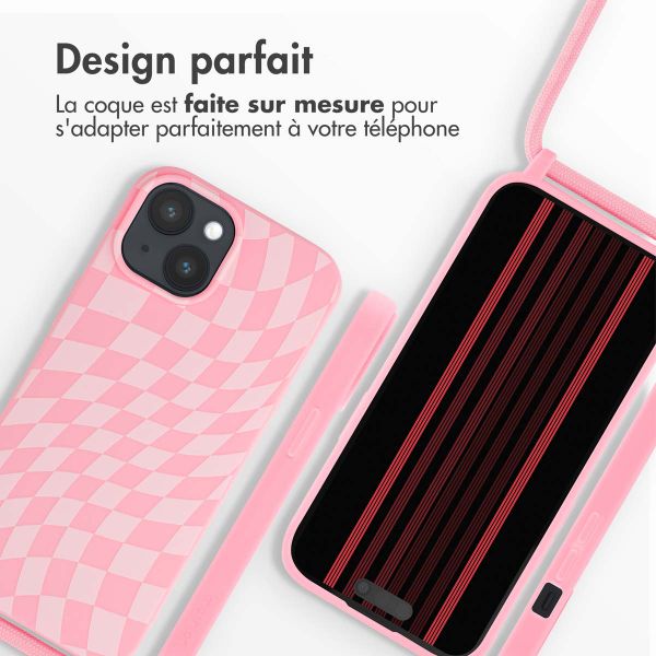 imoshion Coque design en silicone avec cordon Apple iPhone 15 - Retro Pink
