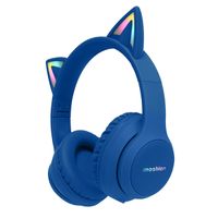 imoshion Casque pour enfants Bluetooth LED oreilles de chat - Casque sans fil + Câble AUX - Cobalt Blue