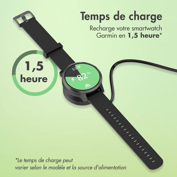 imoshion Station de charge Garmin Watch | Câble de chargement USB-A - 0,5 metre - Noir