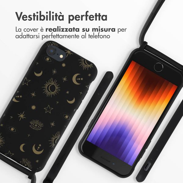 imoshion Coque design en silicone avec cordon Apple iPhone SE (2022 / 2020) / 8 / 7 - Sky Black