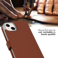 Selencia Étui portefeuille en cuir véritable Apple iPhone 14 Plus - Marron clair