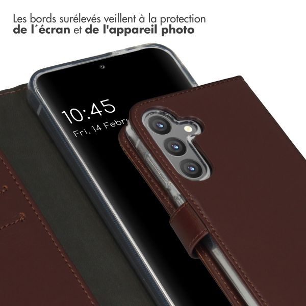 Selencia Étui portefeuille en cuir véritable Samsung Galaxy S24 - Marron foncé