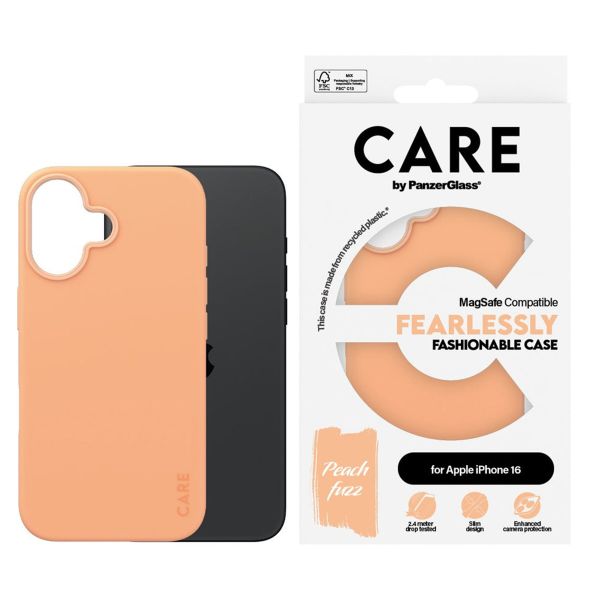 CARE by PanzerGlass Coque Fashion MagSafe Apple iPhone 16 - Peachy