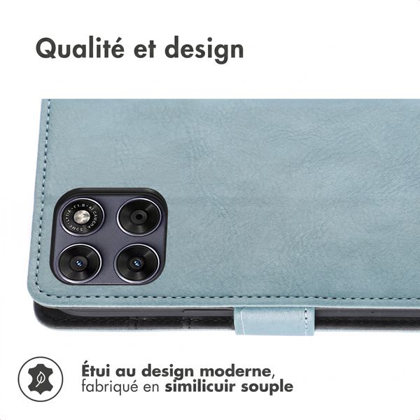 imoshion Étui de télephone portefeuille de luxe Motorola Moto G77 - Bleu clair