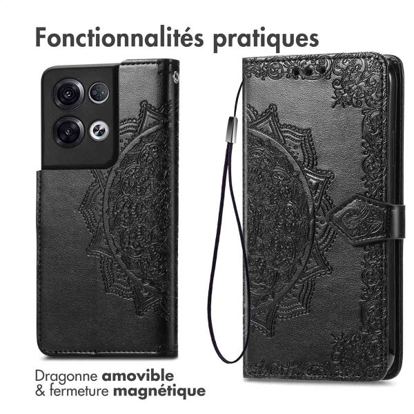 imoshion Etui de téléphone portefeuille Mandala Oppo Reno 8 Pro 5G - Noir