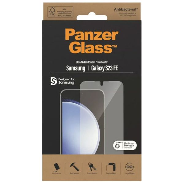 PanzerGlass Protection d'écran Ultra-Wide Fit Anti-bactérienne avec applicateur Samsung Galaxy S23 FE