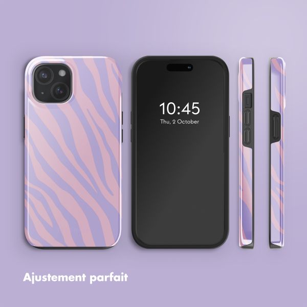 Selencia Coque arrière Vivid Tough avec MagSafe iPhone 15 - Zebra Light Pink Lilac