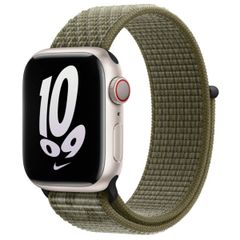 Apple Bracelet Nike Sport Loop Apple Watch Series 1 t/m 9 / SE (38/40/41 mm) | Series 10 / 11 (42 mm) - Sequoia / Pure Platinum