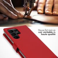 Selencia Étui portefeuille en cuir véritable Samsung Galaxy S23 Ultra - Rouge
