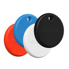 Chipolo POP Bluetooth Tracker - Pack de 4 - Noir, Blanc, Rouge, Bleu