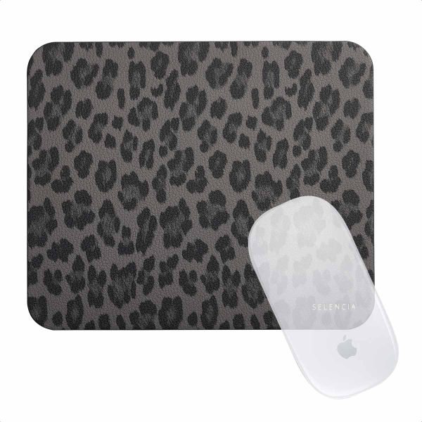 Selencia Sabi Tapis de Souris en Similicuir imprimé panthère - 20 x 24 cm - Midnight Black