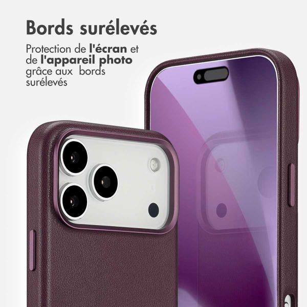 Accezz Coque arrière en cuir avec MagSafe Apple iPhone 17 Pro Max - Heath Purple