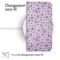 imoshion Étui de télephone portefeuille Design Apple iPhone 12 (Pro) - Purple Flowers