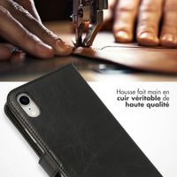 Selencia Étui portefeuille en cuir véritable iPhone Xr - Noir
