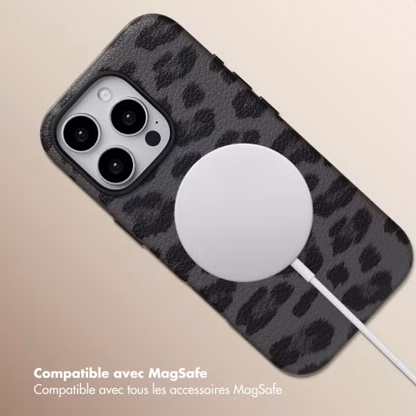 Selencia Coque Sabi imprimé panthère avec MagSafe Apple iPhone 16 Pro - Midnight Black