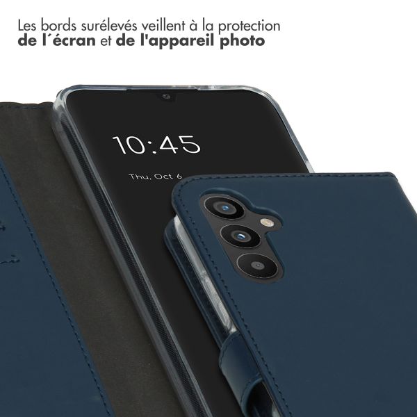 Selencia Étui portefeuille en cuir véritable Samsung Galaxy A34 (5G) - Bleu