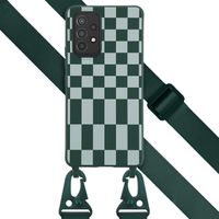 Selencia ﻿Coque design en silicone avec cordon amovible Samsung Galaxy A53 - Irregular Check Green