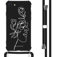 imoshion Coque Design avec cordon iPhone SE (2022 / 2020) / 8 / 7 - Woman Flower Black