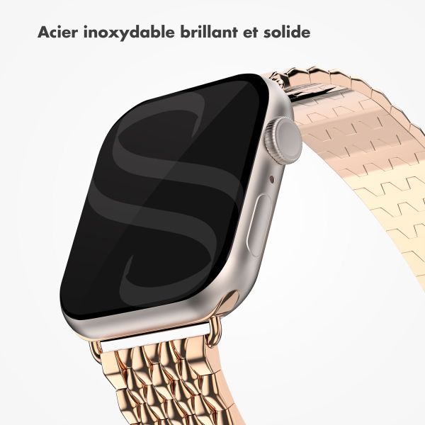Selencia Bracelet dragon en acier Apple Watch Series 1 t/m 9 / SE (38/40/41 mm) | Series 10 / 11 (42 mm) - Rose Doré