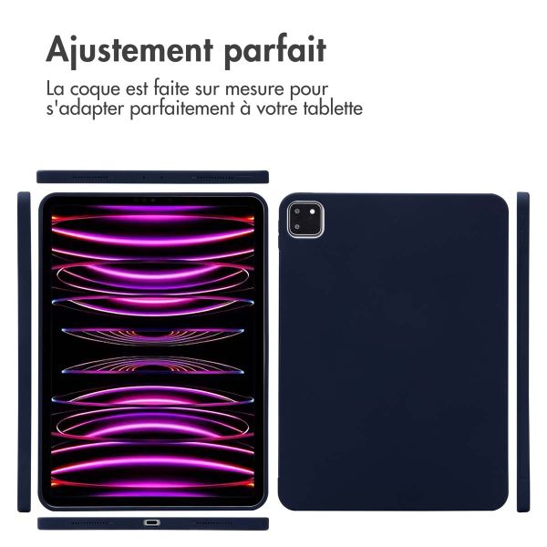 Accezz Coque Liquid Silicone avec porte-stylet iPad Pro 11 (2018/2020/2021/2022) - Bleu foncé