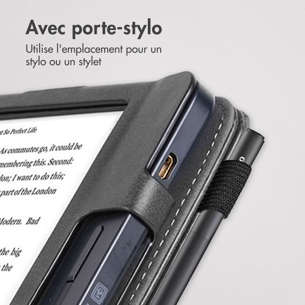 imoshion Étui de liseuse portefeuille avec strap et support Kobo Libra H2O - Noir