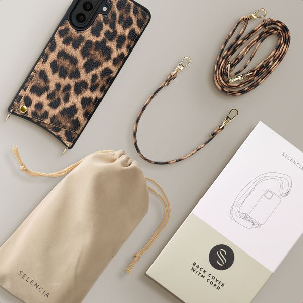 Selencia Coque de télephone Nova avec cordon et porte-cartes Samsung Galaxy A57 (5G) - Leopard