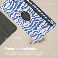 imoshion Coque tablette Design rotatif à 360° Samsung Galaxy Tab S10 Plus / Tab S9 Plus / Tab S9 FE Plus - White Blue Stripes