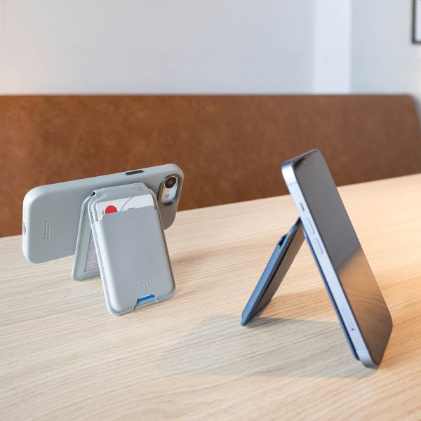 Accezz Portefeuille en cuir avec support - Compatible avec MagSafe et Qi2 - Light Grey