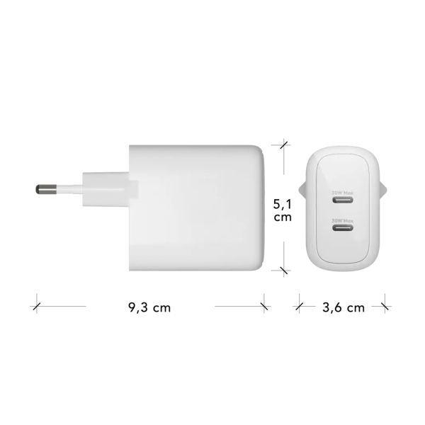 dbramante1928 re-charge | Chargeur Secteur - 2x USB-C 30 watts - Blanc