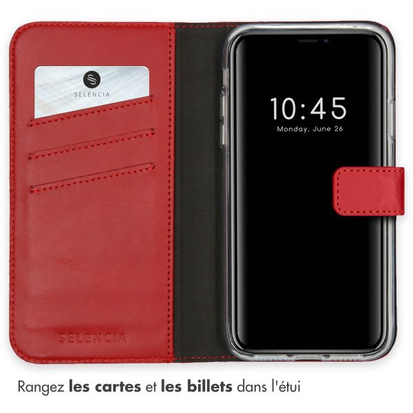 Selencia Étui portefeuille en cuir véritable Apple iPhone 11 - Rouge