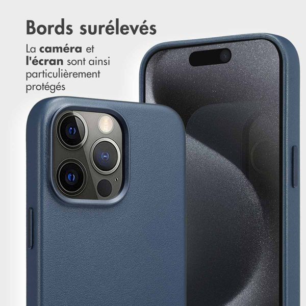 Accezz Étui de télephone portefeuille en cuir 2-en-1 avec MagSafe Apple iPhone 15 Pro Max - Nightfall Blue