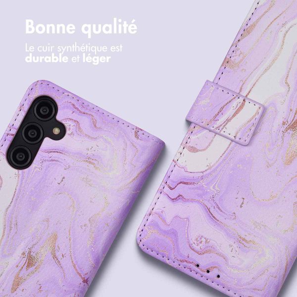 imoshion Étui de télephone portefeuille Design Samsung Galaxy A14 (5G/4G) - Purple Marble