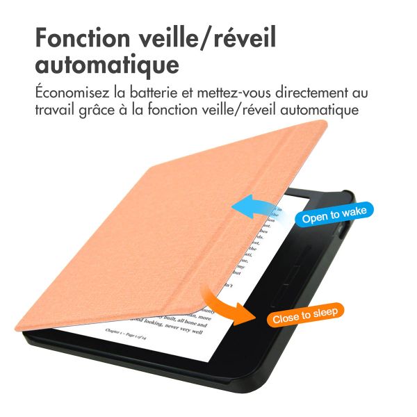 imoshion Étui de liseuse portefeuille Canvas Sleepcover avec support Tolino Vision 5 - Peach