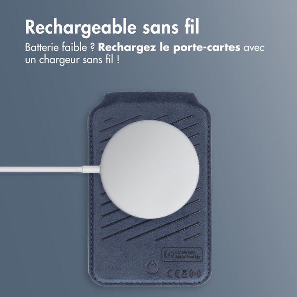Accezz Portefeuille en cuir magnétique avec support - Compatible avec Apple Find My - Nightfall Blue