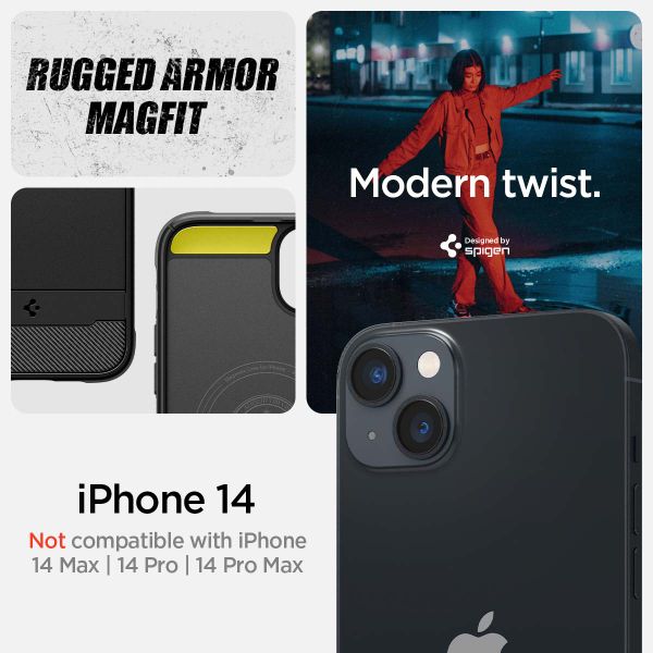 Spigen Coque Rugged Armor MagSafe iPhone 14 Plus - Noir