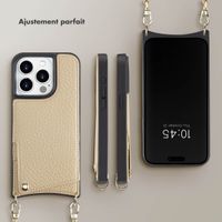 Selencia Coque arrière avec cordon et porte-cartes Nova iPhone 15 Pro - Beige