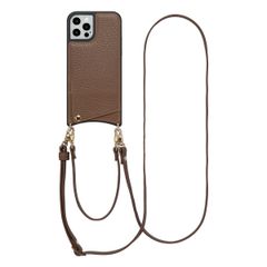 Selencia Coque de télephone Nova avec cordon et porte-cartes Apple iPhone 12 (Pro) - Mocha Brown