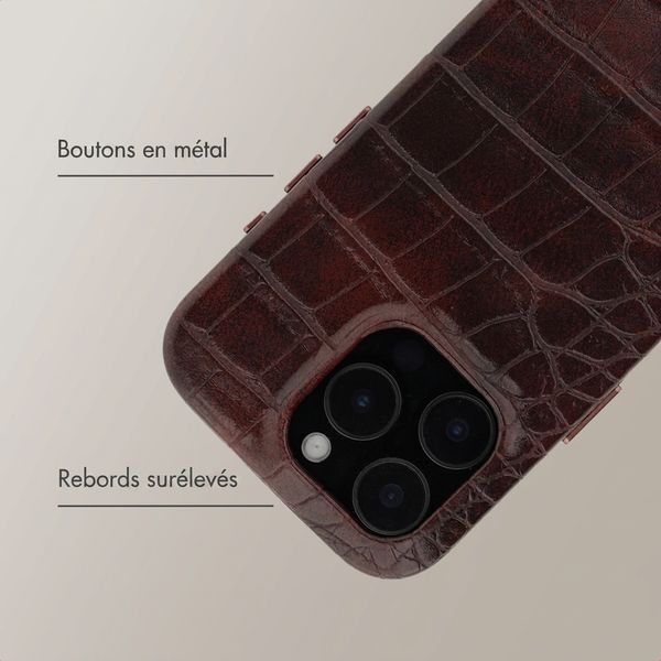 Selencia Coque arrière Croco avec MagSafe Apple iPhone 16 Pro - Choco Brown