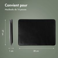 Accezz Leather Pochette ordinateur Apple MacBook 16 pouces - Noir