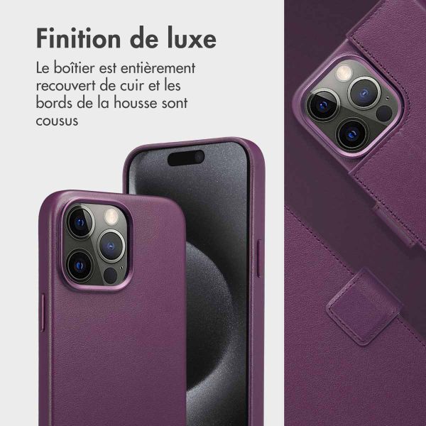 Accezz Étui de téléphone portefeuille en cuir 2-en-1 avec MagSafe iPhone 15 Pro Max - Heath Purple