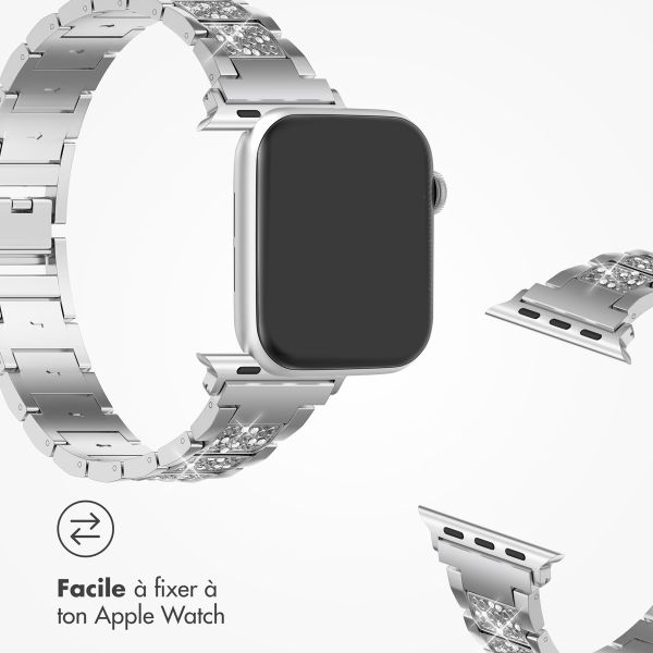 Selencia Bracelet à maillons scintillants Apple Watch Series 1 á 9 / SE (38/40/41 mm) | Series 10 (42 mm) - Argent